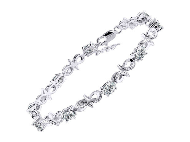 Rylos Bracelets for Women 925 Sterling Silver Infinity Tennis Bracelet Gemstone & Diamonds Adjustable to Fit 7"-8" Wrist, 9 Gorgeous 6X4MM Jewelry for Women Friendship Bracelets