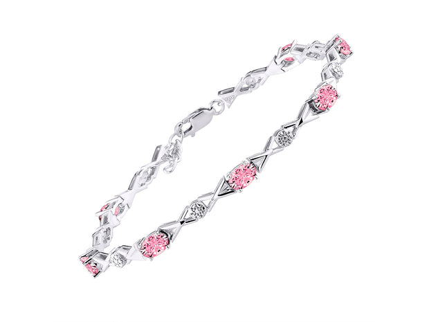 Rylos Bracelets for Women 925 Sterling Silver XOXO Hugs & Kisses Tennis Bracelet Gemstone & Genuine Diamonds Adjustable to Fit 7"-8" Wrist, 10 Gorgeous 6X4MM Jewelry for Women Friendship Bracelets