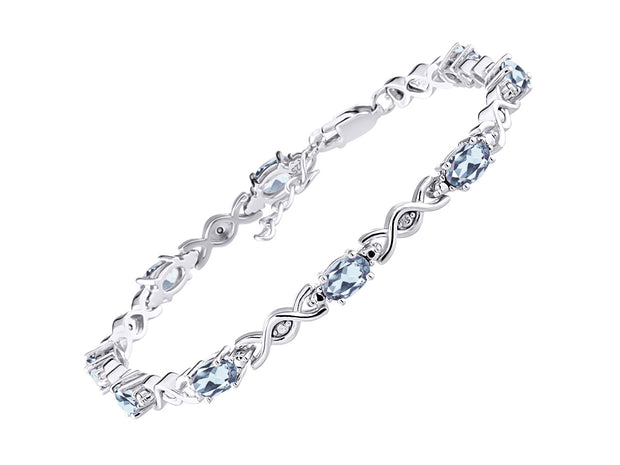 Rylos Bracelets for Women 925 Sterling Silver XOXO Hugs & Kisses Tennis Bracelet Gemstone & Diamonds Adjustable to Fit 7"-8" Wrist, 10 Gorgeous 6X4MM Jewelry for Women Friendship Bracelets