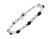 Rylos Bracelets for Women 925 Sterling Silver XOXO Hugs & Kisses Tennis Bracelet Gemstone & Diamonds Adjustable to Fit 7"-8" Wrist, 10 Gorgeous 6X4MM Jewelry for Women Friendship Bracelets