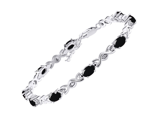 Rylos Bracelets for Women 925 Sterling Silver XOXO Hugs & Kisses Tennis Bracelet Gemstone & Diamonds Adjustable to Fit 7"-8" Wrist, 10 Gorgeous 6X4MM Jewelry for Women Friendship Bracelets