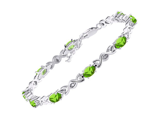 Rylos Bracelets for Women 925 Sterling Silver XOXO Hugs & Kisses Tennis Bracelet Gemstone & Diamonds Adjustable to Fit 7"-8" Wrist, 10 Gorgeous 6X4MM Jewelry for Women Friendship Bracelets