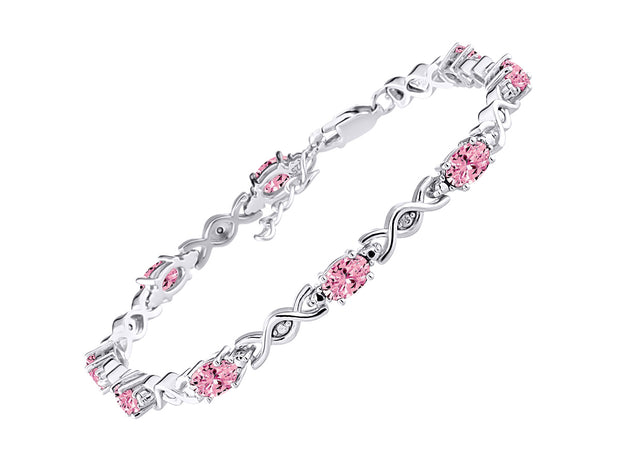 Rylos Bracelets for Women 925 Sterling Silver XOXO Hugs & Kisses Tennis Bracelet Gemstone & Diamonds Adjustable to Fit 7"-8" Wrist, 10 Gorgeous 6X4MM Jewelry for Women Friendship Bracelets