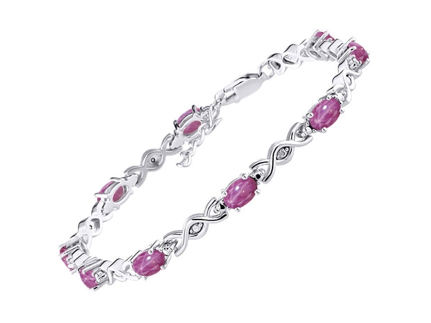 Rylos Bracelets for Women 925 Sterling Silver XOXO Hugs & Kisses Tennis Bracelet Gemstone & Diamonds Adjustable to Fit 7"-8" Wrist, 10 Gorgeous 6X4MM Jewelry for Women Friendship Bracelets