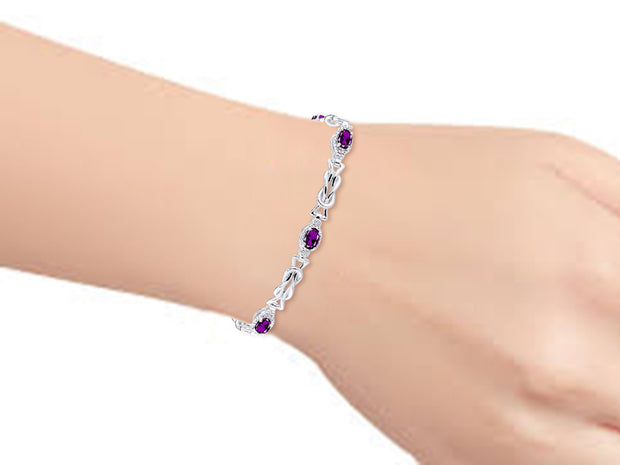 Rylos Bracelets for Women Sterling Silver Love Knot Tennis Bracelet Gemstone & Diamonds Adjustable to Fit 7"-8" Wrist, 5 Gorgeous 6X4MM Jewelry for Women Friendship Bracelets