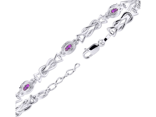 Rylos Bracelets for Women Sterling Silver Love Knot Tennis Bracelet Gemstone & Diamonds Adjustable to Fit 7"-8" Wrist, 5 Gorgeous 6X4MM Jewelry for Women Friendship Bracelets