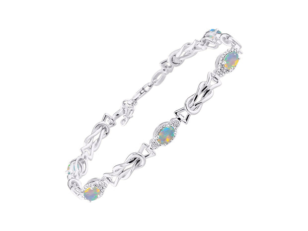 Rylos Bracelets for Women Sterling Silver Love Knot Tennis Bracelet Gemstone & Diamonds Adjustable to Fit 7"-8" Wrist, 5 Gorgeous 6X4MM Jewelry for Women Friendship Bracelets