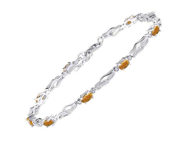 Rylos Bracelets for Women 925 Sterling Silver Serenity Wave Tennis Bracelet Gemstone & Diamonds Adjustable to Fit 7"-8" Wrist, 9 Gorgeous 5X3MM Jewelry for Women Friendship Bracelets