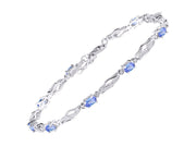 Rylos Bracelets for Women 925 Sterling Silver Serenity Wave Tennis Bracelet Gemstone & Diamonds Adjustable to Fit 7"-8" Wrist, 9-5X3MM Tanzanite Jewelry for Women Friendship Bracelets