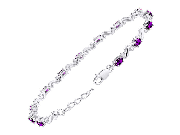 Rylos Bracelets for Women 925 Sterling Silver Classic S Tennis Bracelet Gemstone & Diamonds Adjustable to Fit 7"-8" Wrist, 13 Gorgeous 5X3MM Jewelry for Women Friendship Bracelets