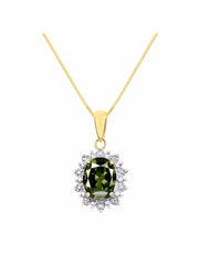 Rylos Princess Diana Inspired Necklace: Gemstone & Diamond Sterling Silver Pendant, 18 Chain, 9X7MM Birthstone, Women's Jewelry