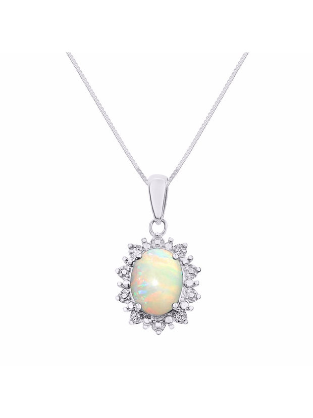 Rylos Princess Diana Inspired Necklace: Gemstone & Diamond Sterling Silver Pendant, 18 Chain, 9X7MM Birthstone, Women's Jewelry