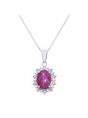 Rylos Princess Diana Inspired Necklace: Gemstone & Diamond Sterling Silver Pendant, 18 Chain, 9X7MM Birthstone, Women's Jewelry