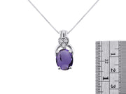 Rylos Sterling Silver Classic Designer Necklace: Gemstone & Diamond Pendant, 18" Chain, 9X7MM Birthstone, Elegant Women's Jewelry