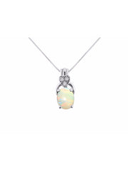 Rylos Sterling Silver Classic Designer Necklace: Gemstone & Diamond Pendant, 18" Chain, 9X7MM Birthstone, Elegant Women's Jewelry