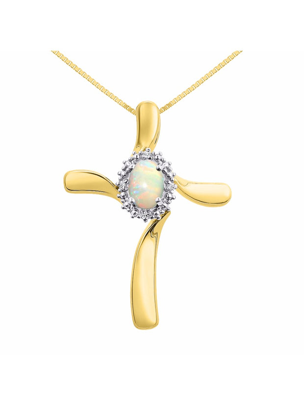 Rylos Sterling Silver Cross Necklace: Gemstone & Diamond Pendant, 18" Chain, 7X5MM Birthstone, Elegant Women's Jewelry