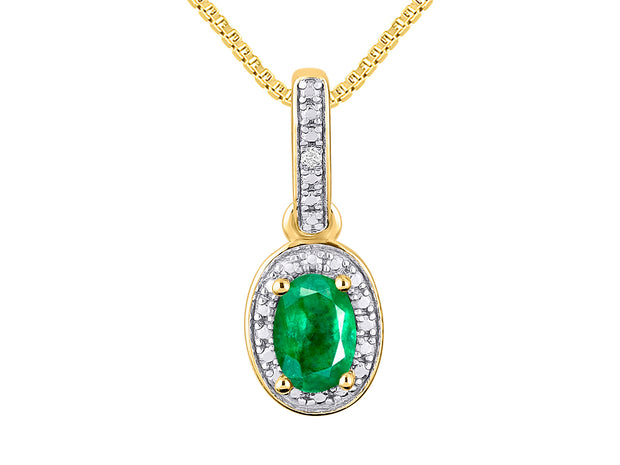 Rylos Sterling Silver Halo Designer Necklace: Gemstone & Diamond Pendant, 18" Chain, 6X4MM Birthstone, Elegant Women's Jewelry