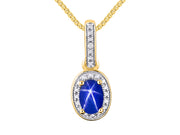 Rylos Sterling Silver Halo Designer Necklace: Gemstone & Diamond Pendant, 18" Chain, 6X4MM Birthstone, Elegant Women's Jewelry