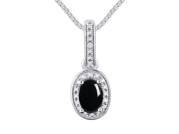 Rylos Sterling Silver Halo Designer Necklace: Gemstone & Diamond Pendant, 18" Chain, 6X4MM Birthstone, Elegant Women's Jewelry