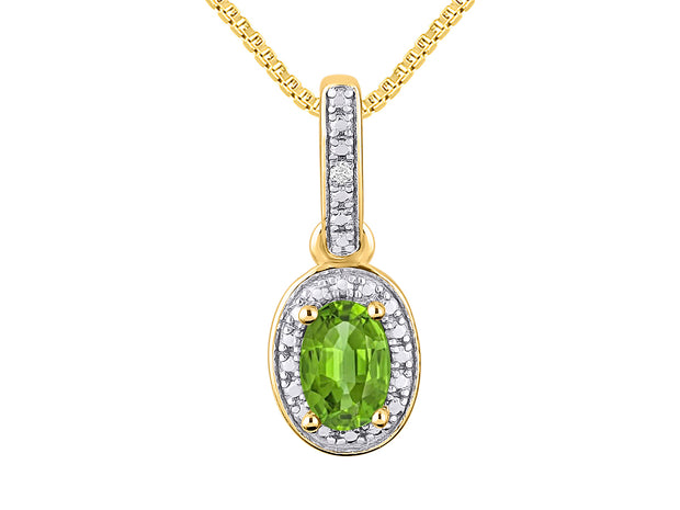 Rylos Sterling Silver Halo Designer Necklace: Gemstone & Diamond Pendant, 18" Chain, 6X4MM Birthstone, Elegant Women's Jewelry