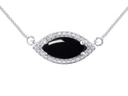 Rylos Sterling Silver Lucky Eye Necklace: Marquise Gemstone & Diamond Pendant, 18" Chain, 12X6MM Birthstone, Women's Elegant Jewelry