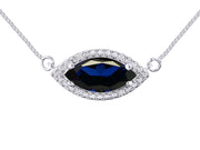 Rylos Sterling Silver Lucky Eye Necklace: Marquise Gemstone & Diamond Pendant, 18" Chain, 12X6MM Birthstone, Women's Elegant Jewelry