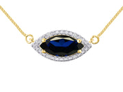 Rylos Sterling Silver Lucky Eye Necklace: Marquise Gemstone & Diamond Pendant, 18" Chain, 12X6MM Birthstone, Women's Elegant Jewelry