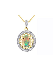 Rylos Sterling Silver Halo Designer Necklace: Gemstone & Diamond Pendant, 18" Chain, 8X6MM Birthstone, Women's Elegant Jewelry