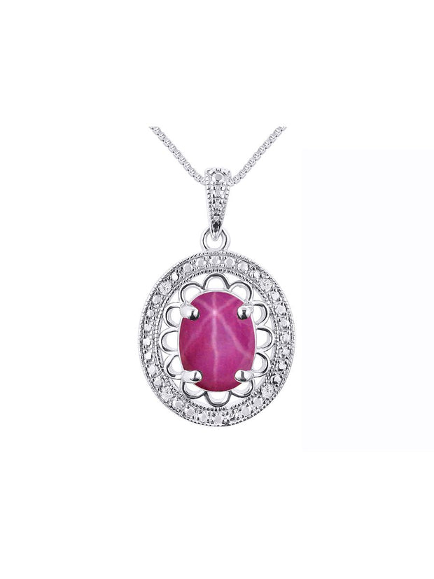 Rylos Sterling Silver Halo Designer Necklace: Gemstone & Diamond Pendant, 18" Chain, 8X6MM Birthstone, Women's Elegant Jewelry