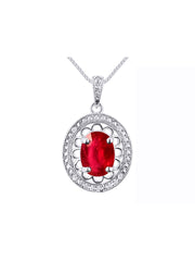 Rylos Sterling Silver Halo Designer Necklace: Gemstone & Diamond Pendant, 18" Chain, 8X6MM Birthstone, Women's Elegant Jewelry