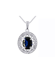 Rylos Sterling Silver Halo Designer Necklace: Gemstone & Diamond Pendant, 18" Chain, 8X6MM Birthstone, Women's Elegant Jewelry