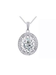 Rylos Sterling Silver Halo Designer Necklace: Gemstone & Diamond Pendant, 18" Chain, 8X6MM Birthstone, Women's Elegant Jewelry