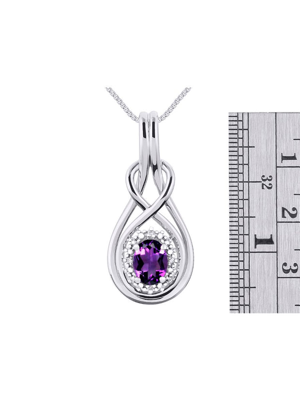 RYLOS Necklaces for Women Silver 925 Love Knot Necklace Gemstone & Genuine Diamonds Pendant 18" Chain 8X6MM  Birthstone  Womens Jewelry Silver Necklace For Women Diamond Necklaces for Women