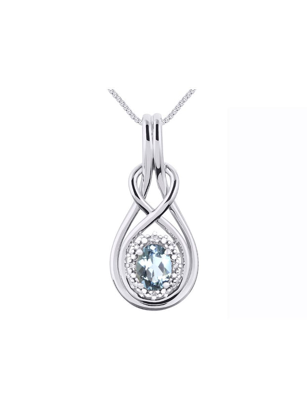 RYLOS Necklaces for Women Silver 925 Love Knot Necklace Gemstone & Genuine Diamonds Pendant 18" Chain 8X6MM  Birthstone  Womens Jewelry Silver Necklace For Women Diamond Necklaces for Women