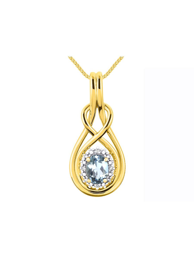 RYLOS Necklaces for Women Gold 14K  Love Knot Necklace Gemstone & Genuine Diamonds Pendant 18" Chain 8X6MM  Birthstone  Womens Jewelry Gold Necklaces For Women Diamond Necklaces for Women