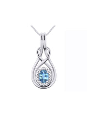 RYLOS Necklaces for Women Silver 925 Love Knot Necklace Gemstone & Genuine Diamonds Pendant 18" Chain 8X6MM  Birthstone  Womens Jewelry Silver Necklace For Women Diamond Necklaces for Women