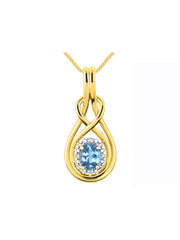 RYLOS Necklaces for Women Gold 14K  Love Knot Necklace Gemstone & Genuine Diamonds Pendant 18" Chain 8X6MM  Birthstone  Womens Jewelry Gold Necklaces For Women Diamond Necklaces for Women