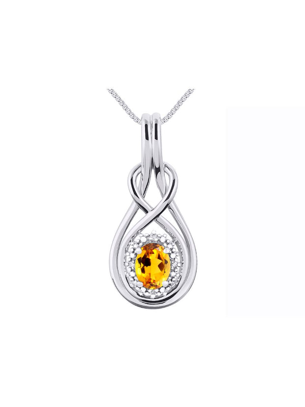 RYLOS Necklaces for Women Silver 925 Love Knot Necklace Gemstone & Genuine Diamonds Pendant 18" Chain 8X6MM  Birthstone  Womens Jewelry Silver Necklace For Women Diamond Necklaces for Women