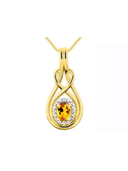 RYLOS Necklaces for Women Gold 14K  Love Knot Necklace Gemstone & Genuine Diamonds Pendant 18" Chain 8X6MM  Birthstone  Womens Jewelry Gold Necklaces For Women Diamond Necklaces for Women