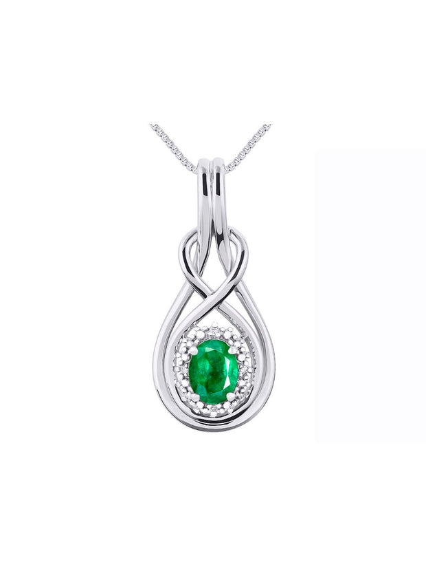 RYLOS Necklaces for Women Silver 925 Love Knot Necklace Gemstone & Genuine Diamonds Pendant 18" Chain 8X6MM  Birthstone  Womens Jewelry Silver Necklace For Women Diamond Necklaces for Women