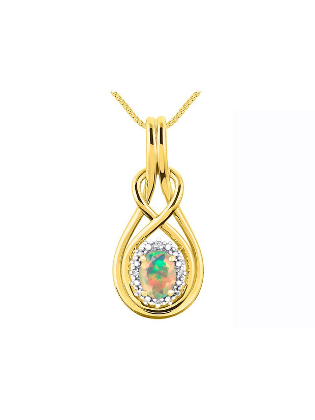 RYLOS Necklaces for Women Gold 14K  Love Knot Necklace Gemstone & Genuine Diamonds Pendant 18" Chain 8X6MM  Birthstone  Womens Jewelry Gold Necklaces For Women Diamond Necklaces for Women