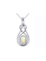 RYLOS Necklaces for Women Silver 925 Love Knot Necklace Gemstone & Genuine Diamonds Pendant 18" Chain 8X6MM  Birthstone  Womens Jewelry Silver Necklace For Women Diamond Necklaces for Women