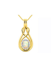 RYLOS Necklaces for Women Gold 14K  Love Knot Necklace Gemstone & Genuine Diamonds Pendant 18" Chain 8X6MM  Birthstone  Womens Jewelry Gold Necklaces For Women Diamond Necklaces for Women