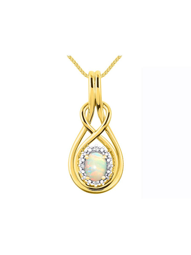 RYLOS Necklaces for Women Gold 14K  Love Knot Necklace Gemstone & Genuine Diamonds Pendant 18" Chain 8X6MM  Birthstone  Womens Jewelry Gold Necklaces For Women Diamond Necklaces for Women