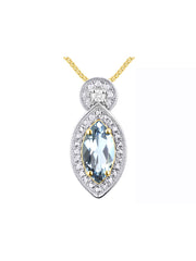 Rylos Sterling Silver Designer Necklace: Marquise Gemstone & Diamond Pendant, 18" Chain, 10X5MM Birthstone, Women's Elegant Jewelry