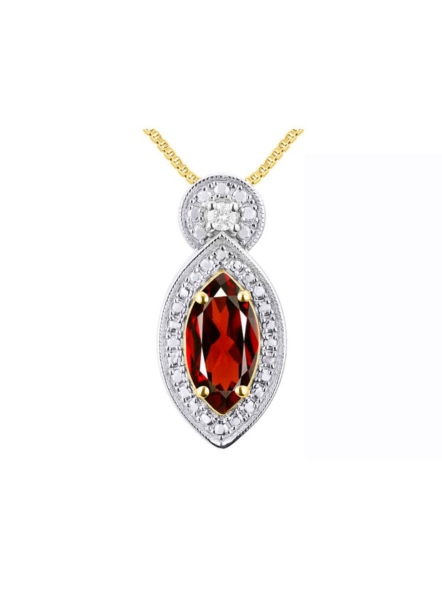 Rylos Sterling Silver Designer Necklace: Marquise Gemstone & Diamond Pendant, 18" Chain, 10X5MM Birthstone, Women's Elegant Jewelry