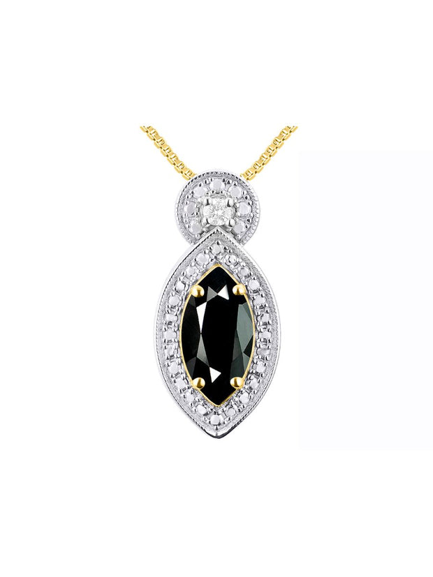 Rylos Sterling Silver Designer Necklace: Marquise Gemstone & Diamond Pendant, 18" Chain, 10X5MM Birthstone, Women's Elegant Jewelry