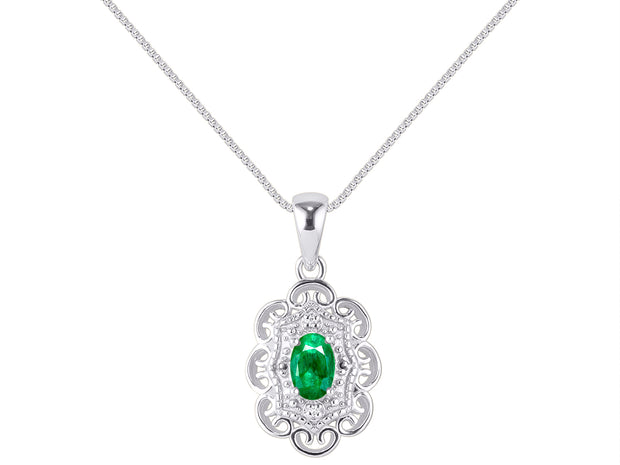 RYLOS Necklaces for Women Silver 925 Flower Necklace Gemstone & Genuine Diamonds Pendant 18" Chain 6X4MM  Birthstone  Womens Jewelry Silver Necklace For Women Diamond Necklaces for Women