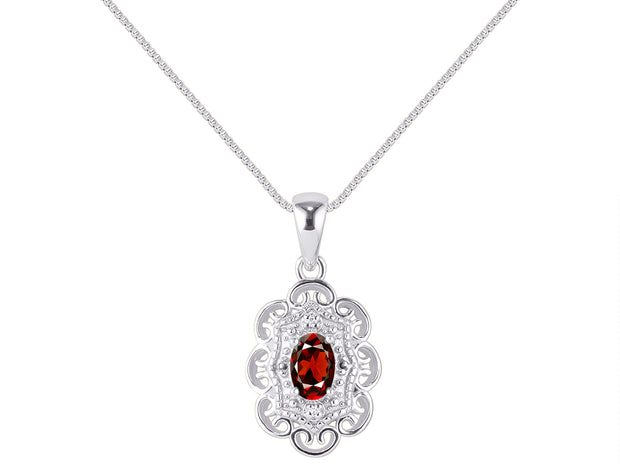 RYLOS Necklaces for Women Silver 925 Flower Necklace Gemstone & Genuine Diamonds Pendant 18" Chain 6X4MM  Birthstone  Womens Jewelry Silver Necklace For Women Diamond Necklaces for Women