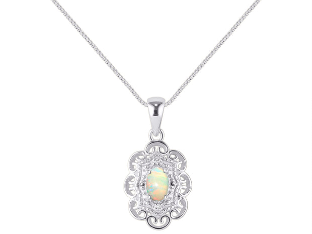 RYLOS Necklaces for Women Silver 925 Flower Necklace Gemstone & Genuine Diamonds Pendant 18" Chain 6X4MM  Birthstone  Womens Jewelry Silver Necklace For Women Diamond Necklaces for Women